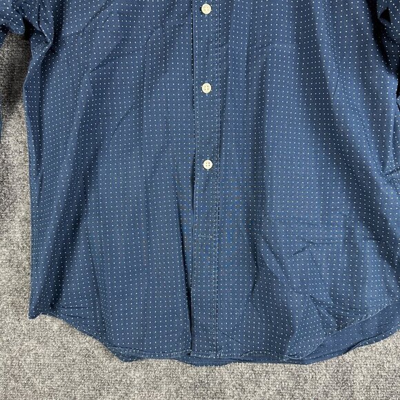 Banana Republic Shirt Mens Medium Grant Fit Custom Wash Blue White Polka Dot - Picture 3 of 8